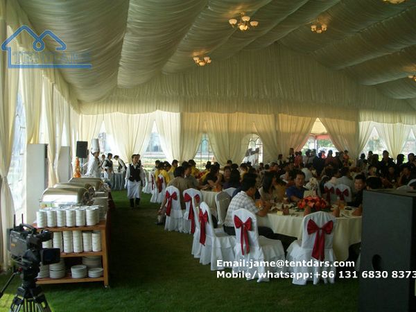 European Style Clear Span Structures White Pvc Party Tent With Drapes Decoration