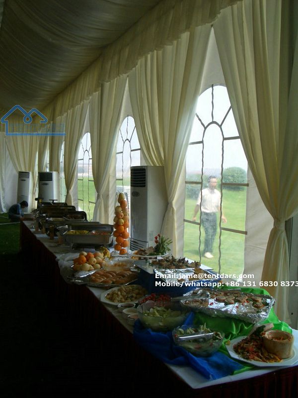 European Style Clear Span Structures White Pvc Party Tent With Drapes Decoration